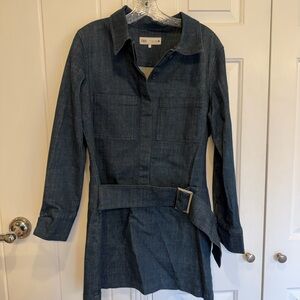 Zara Blue Denim Belted Dress